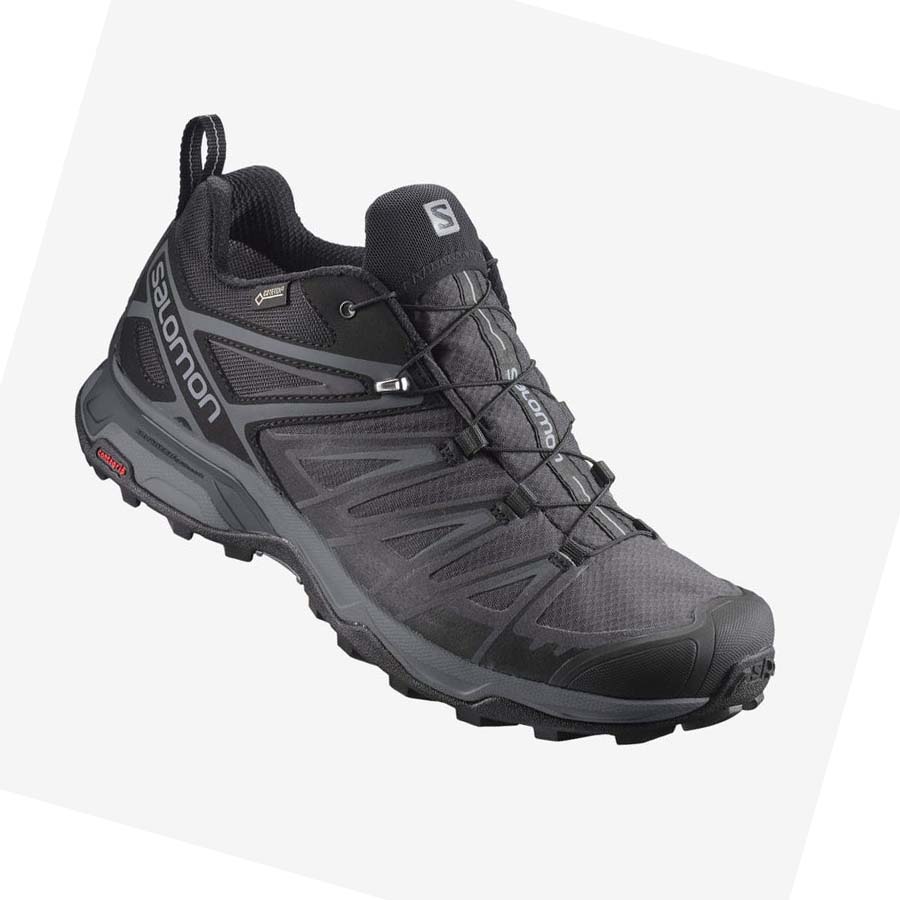 Salomon X ULTRA 3 WIDE GORE-TEX Túracipő Férfi Fekete | HU 2046ILH